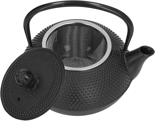 Alvinlite Cast Iron Teapot Set, Japanese Tetsubin Tea Kettle Set with Stainless Steel Infuser for Leaf Loose Tea and Blooming Flower Tea Cast Iron Tea Kettle (Black 800ml / 27oz)