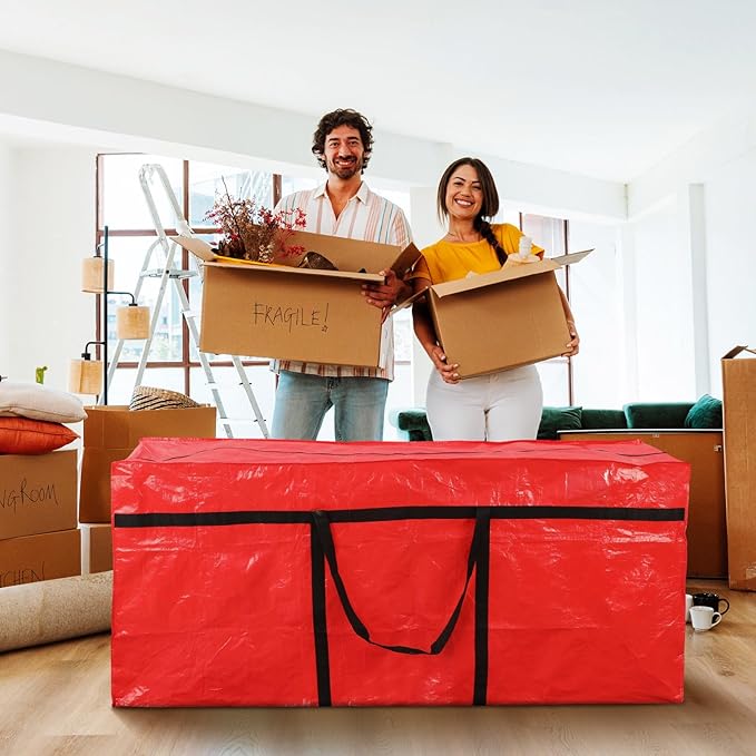 4 Pcs 194 Gallon Large Moving Bags with Zipper and Handles Foldable Storage Duffle Bags Heavy Duty Extra Large Totes for College Dorm Travel Clothes Blankets Bedding Moving (Red)