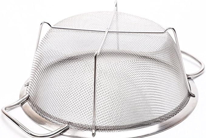 Stainless Steel Mesh Colander Strainer Basket, 2.5 Quart Fine Mesh Net Colander with Heavy Duty Handles & Wide Rim & Resting Feet for Strain, Drain, Rinse, Fry, Steam or Cook Vegetables & Pasta
