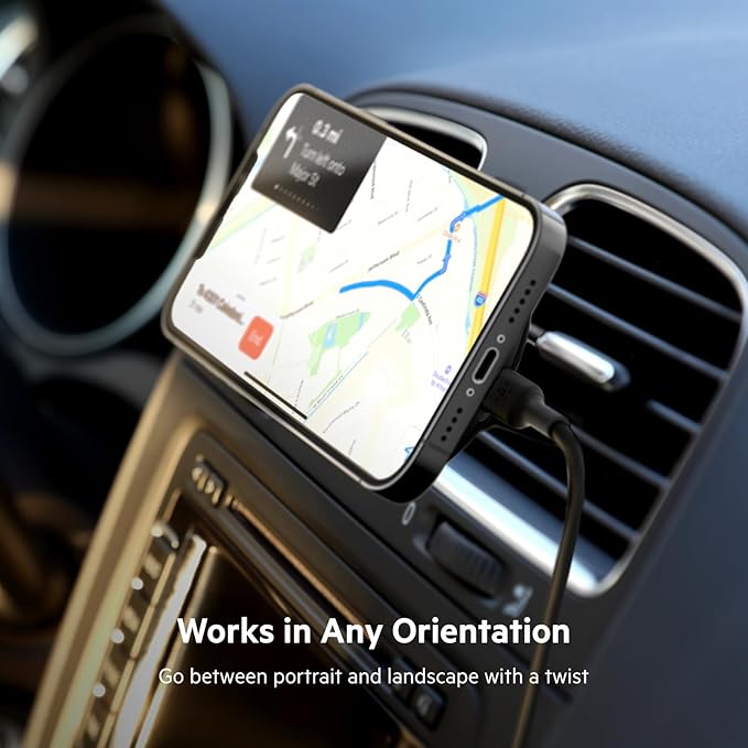 Belkin MagSafe-Compatible Magnetic Wireless Car Charger 10W - Wireless Charger, Magnetic Car Vent Phone Mount for iPhone 17, iPhone 16, 15, & 14 Series, Pixel 10 (Power Supply NOT Included) - Black