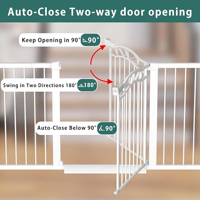 Fairy Baby 59.8"-62.6" Extra Wide Press Mounted Baby Gate Indoor for Kids Or Pets Walk Thru No Drill Long Dog Gates for The House Doorway Child Safety Gate