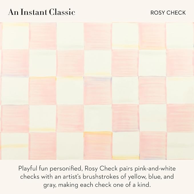 MACKENZIE-CHILDS Rosy Check Enamel Canister, Pink-and-White Kitchen Storage Container with Lid, Demi