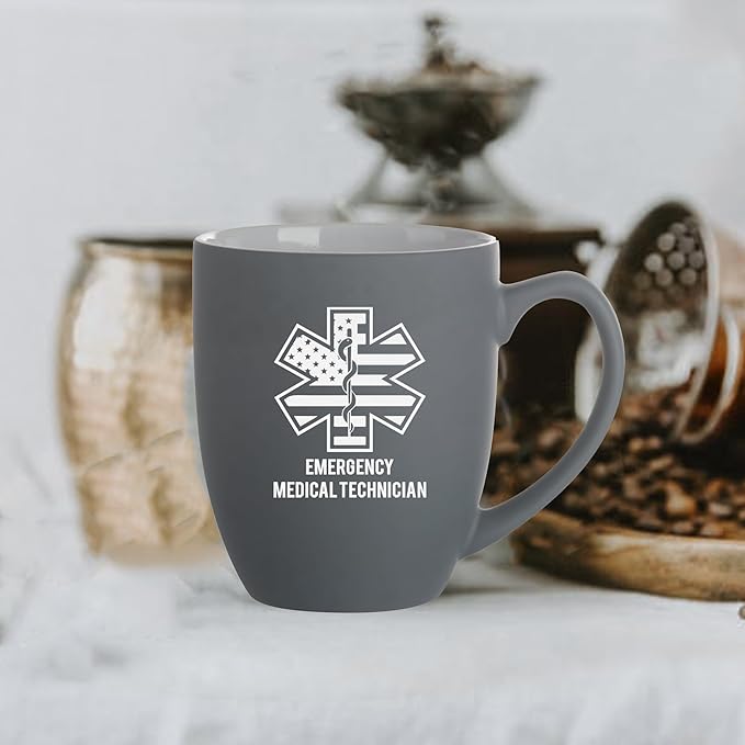 Personalized EMTs Star of Life Mugs, 16oz Custom Coffee Mug with Engraved Name & Text, Funny Gifts for Paramedics and EMTS, Christmas Birthday Gift for EMTs Emergency Nurse Friends Coworkers