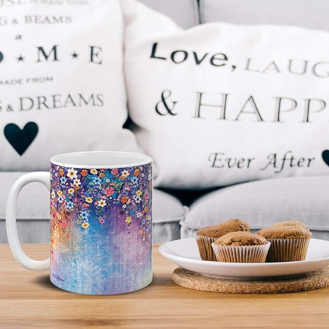 MUGBREW Watercolor Flower Ceramic Coffee Mug Tea Cup, 11 OZ
