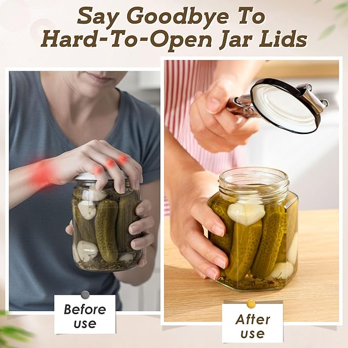 2 Pack Jar Opener, Jar Openers for Seniors with 2 Keychain Bottle Beer Opening, Adjustable Stainless Steel Can Open With Gripper Pad. Kitchen Gadgets for Party, Holiday, Easy for Kid, Seniors