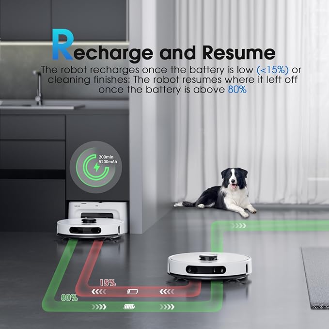 Robot Vacuum and Mop, 3-in-1 Robotic Vacuum Cleaner with 70-Day Self-Emptying Base, 360° LiDAR Navigation & Smart Mapping, 6000Pa Strong Suction for Pet Hair, Carpets & Hard Floors