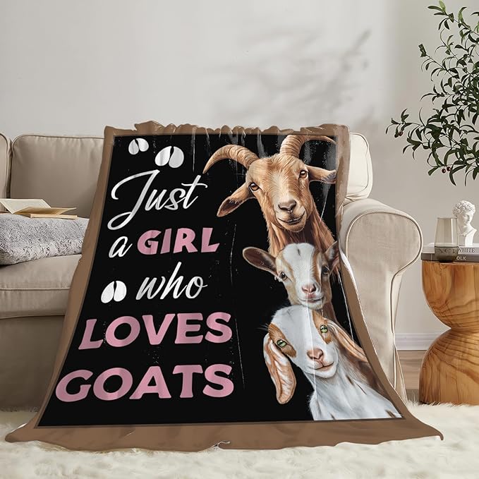 Goat Blanket for Girls Women Goats Gifts Lovers Throw Blankets Cozy Plush Fleece Animal Flannel Fuzzy for Couch Chair Bed 60"X50"