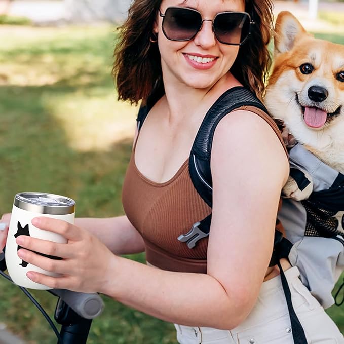 Lifecapido Corgi Gifts for Corgi Lovers, Silhouette Insulated Wine Tumbler Set of 2, Unique Dog Lovers Gifts for Women Dog Mom Dad