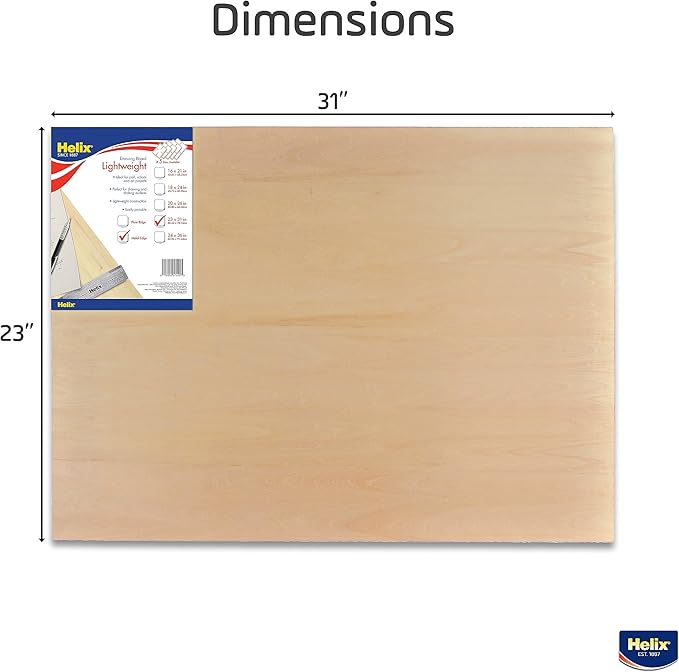 Helix - Wooden Lightweight Drawing Board - 23 x 31 Inch - Metal Edge - Drafting, Art, Sketching and Tracing