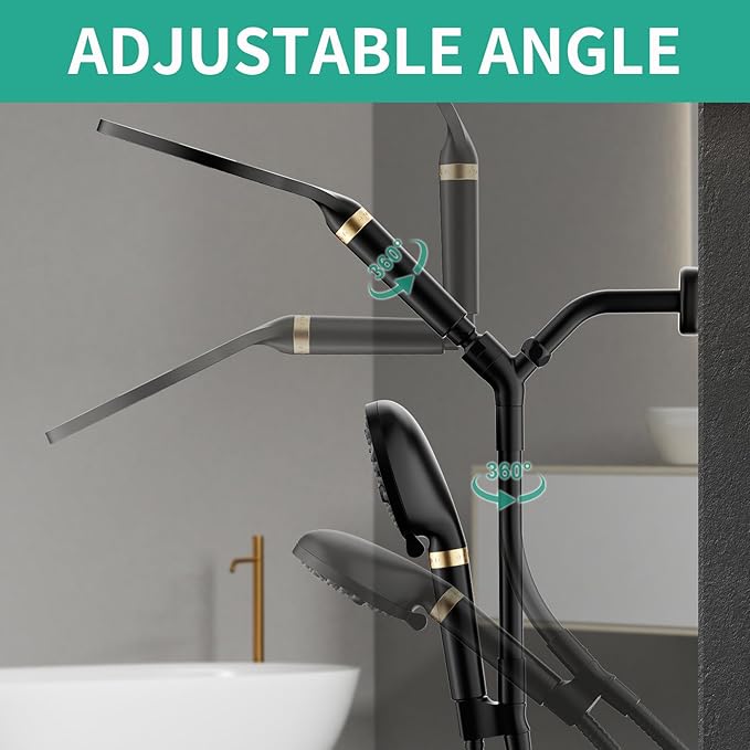 Filtered Rainfall Shower Head with Handheld Spray Combo, Dual Shower Head Combo High Pressure, Double Sprayer Filter Shower Head with Extra Long Hose & Adjustable Shower Arm (Black)