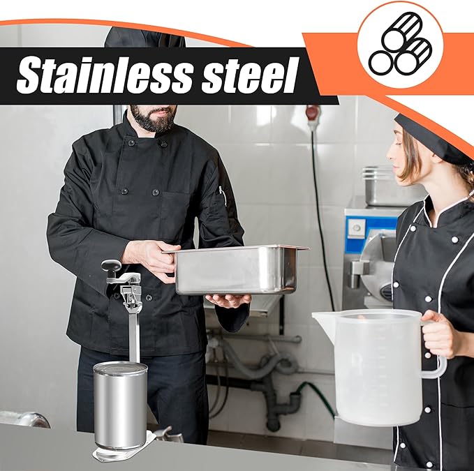 Amylove Commercial Can Opener Heavy Duty Manual Industrial Grade for Large Cans up to 17 Inches, Stainless Steel Blade & Plated Base, Ideal for Kitchen or Restaurant Use.