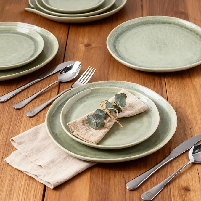 AmorArc Ceramic Dinnerware Sets,Handmade Reactive Glaze Stoneware Plates and Bowls Set,Highly Scratch Resistant | Dishwasher & Microwave Safe Dishes Set,Service for 8 (24pc)