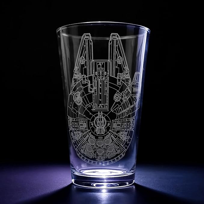 GALACTIC SPACE SHIP Engraved 16oz Pint Glass | Must-Have Sci-Fi Gift for Movie Fans & Collectors | Iconic Spaceship Barware | Great for Birthdays, Christmas, Father’s Day, Man Cave & Home Bar Setup