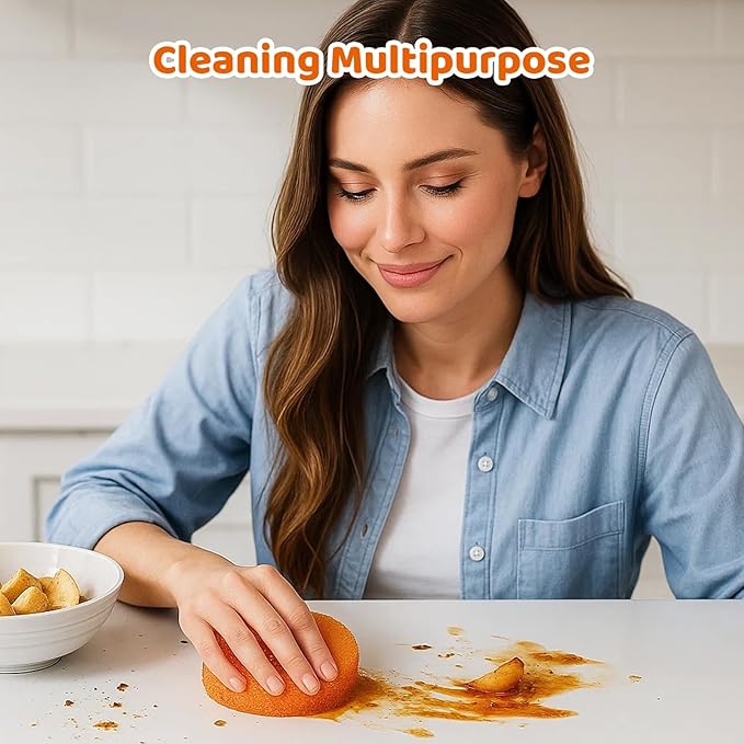 Kitchen Sponges, Sponges for Cleaning, 6 PCS Multifunctional Scratch-Free Dish Scrubbers Orange*2 + Blue*2 + Ggreen*2, Cleaning Sponges for Kitchen, Bathroom