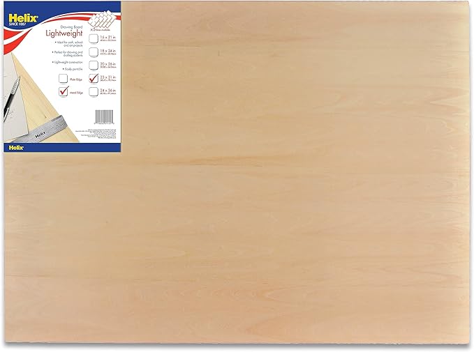 Helix - Wooden Lightweight Drawing Board - 23 x 31 Inch - Metal Edge - Drafting, Art, Sketching and Tracing