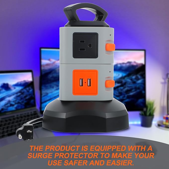 DECHOUS Way Power Board Surge Protector with USB Charging Ports High-Temperature Fuse Safety Socket Compact Ac Outlet Strip for Home and Office Use