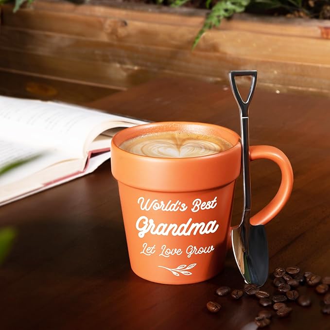 Gifts for Grandma, Christmas Birthday Gifts for Grandma from Granddaughter Grandson Grandkids, Nana Gigi Mimi New Grandmas Gardening Plant Mug for First Time Best Grandmas Gift