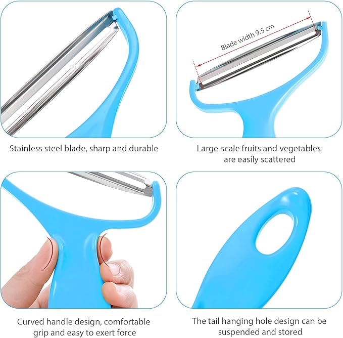 Upgrade 2 pack Veggie cabbage shredder for coleslaw stainless steel cucumber carrot Potato peeler grater slicer,Kitchen gadgets (blue)