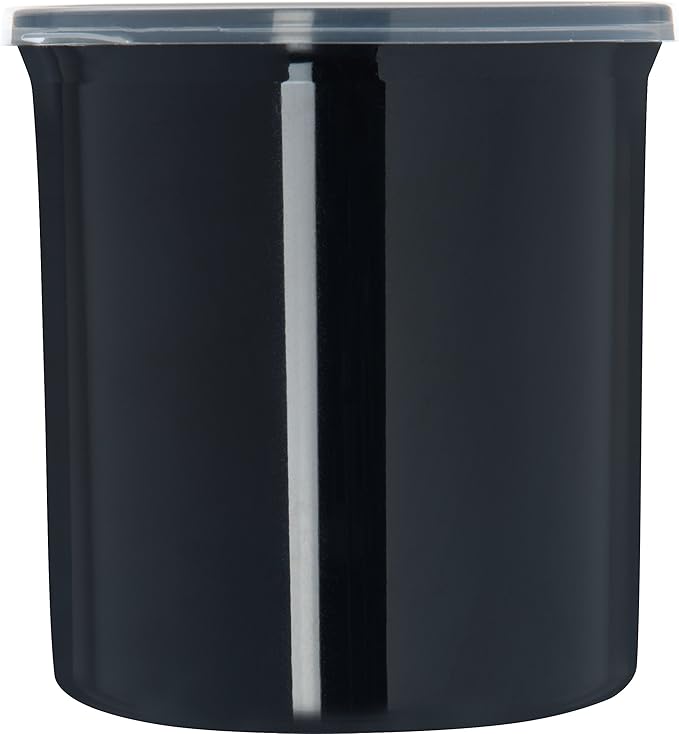 Carlisle FoodService Products Classic Round Storage Container Crock with Lid for Kitchen, Restaurants, Home, Plastic, 1.2 Quarts, Black, (Pack of 12)