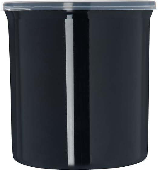 Carlisle FoodService Products Classic Round Storage Container Crock with Lid for Kitchen, Restaurants, Home, Plastic, 1.2 Quarts, Black