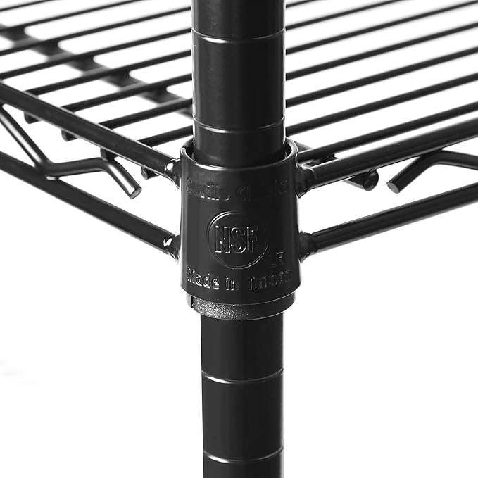 Seville Classics UltraDurable Heavy Duty NSF Solid Steel Wire Rack Storage Unit, Organizer for Garage, Warehouse, Office, Restaurant, Classroom, Kitchen, Black, 5-Tier Shelving, 36" W x 18" D