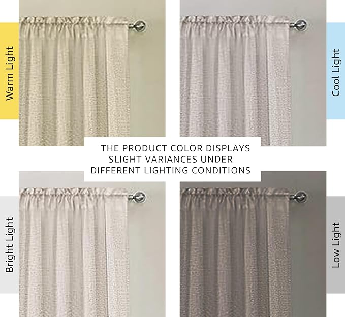H.VERSAILTEX Angora Flax Linen Curtains 84 Inch Length for Bedroom 2 Panels Rod Pocket Light Filtering Canvas Cloth Look Semi Sheer Curtains for Living Room Dining Burlap Sand Beach Decor 52x84