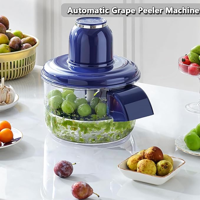 Electric Grape Peeling Machine Automatic Garlic Peeler Machine, with Storage Bag and Cleaning Tools, Rechargeable Home Kitchen Aid Peeler Small Commercial Fruit Skin Remover Tool (BLUE)
