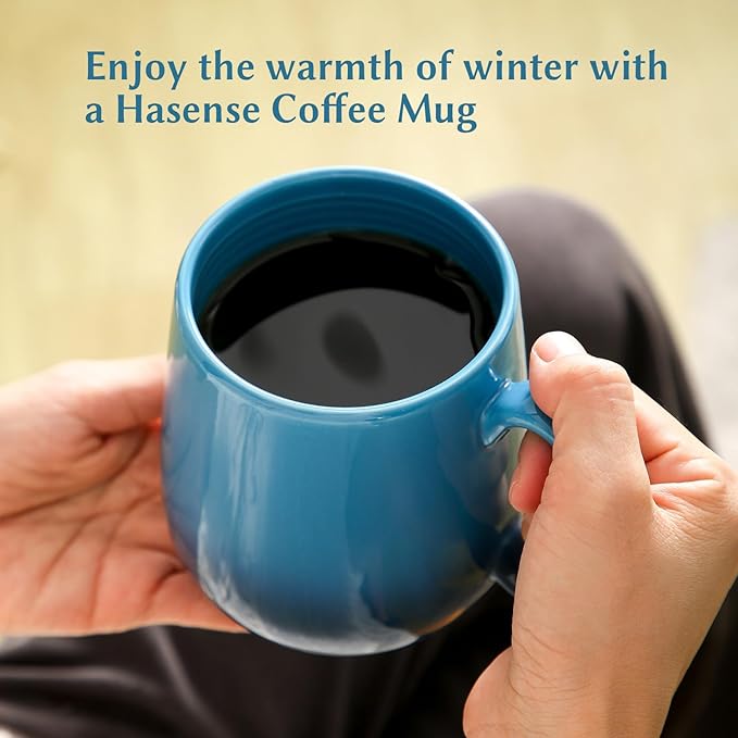 Hasense Ceramic Coffee Mug 20oz, Large Coffee Mug for Office and Home, Coffee Cups with Big Handle for Latte, Hot Tea, Cappuccino, Mocha, Cocoa, Dishwasher and Microwave Safe, 1PCS(Gradient Deep Blue)