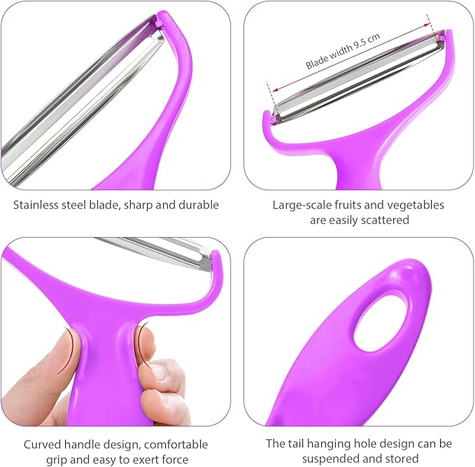 Upgrade 2 pack Veggie cabbage shredder for coleslaw stainless steel cucumber carrot Potato peeler grater slicer,Kitchen gadgets (purple)