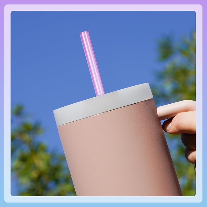 NiHome 12-Pack Plastic Reusable Drinking Straws for Stanley 40 oz 30oz 64 oz Tumbler, 12 Colors 12 In Reusable Straws Fit for Stanley Cups w/ 2 Brushes, BPA-Free for Cold & Hot Beverages (12 Colors)