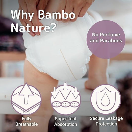 Bambo Nature Hypoallergenic Baby Diapers, Eco-Labelled Sustainable Diapers, Enhanced Leakage Protection, Totally Chlorine-free, Skin Friendly, and Super Absorbent - Size 2 (32 Count)