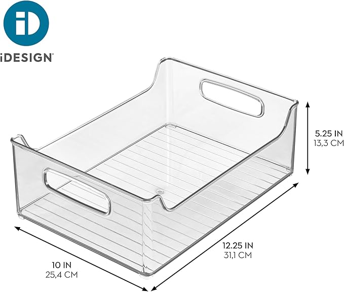 iDesign Stackable Storage Bin with Handles for Pantry or Fridge, Clear, Made in USA