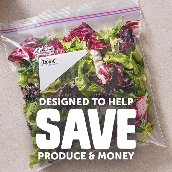 Ziploc Food Storage Produce Bags, Seal Top to Keep and Control Moisture, 15 Bags Total