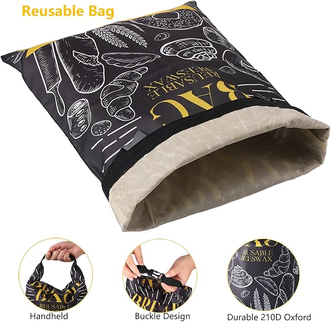 Bread Bags for Homemade Bread- 2 Packs XL Reusable Beeswax Bread Bags for Homemade Bread Sourdough Organic Food Storage Bag to Keep Sourdough Fresh,Gift for Christmas