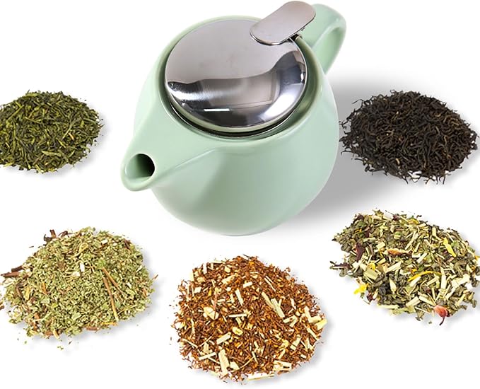Small Ceramic Teapot With Stainless Steel Infuser, Heat Resistant, Perfect Tea Maker, Light Green 350ml/12.0oz