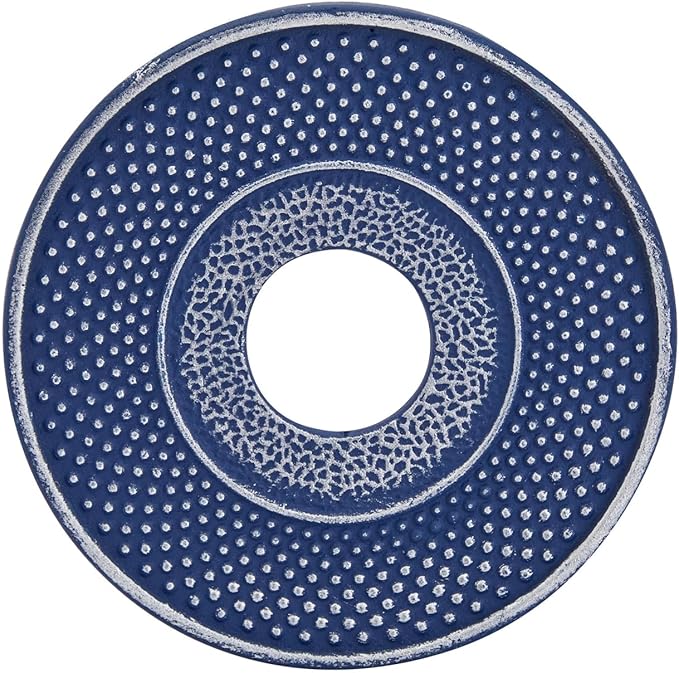 Juvale Japanese Cast Iron Teapot with Infuser - Enhanced Heat Retention in Cast Iron Kettle - Includes Stainless Infuser Basket & Trivet for Teapot Filter Set - 32 Oz, Blue