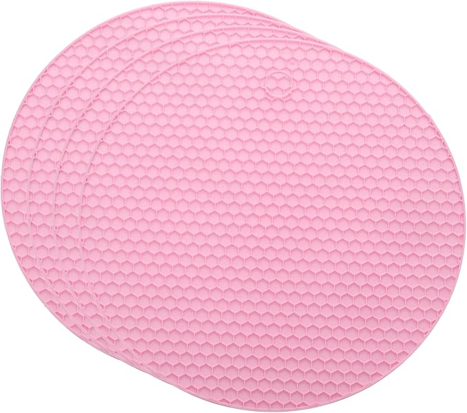uxcell 4pcs Silicone Jar Opener Pads, 17.5cm/7" Texture Can Opener Multipurpose Round Bottle Lid Opener Non-Slip Coasters for Weak Hands Seniors Children, Pink