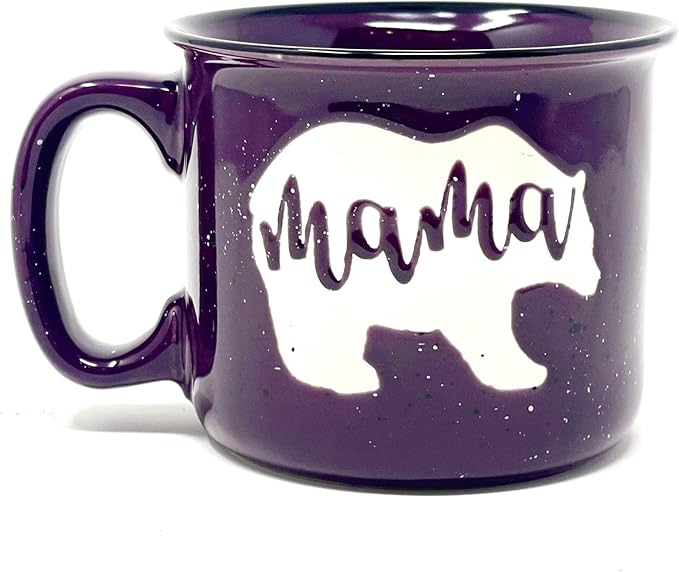 Mama Bear Ceramic Coffee Mug for Mom, Wife, Women – Unique Plum Ceramic Mug – Fun Gifts for Her on Mother’s Day, Birthday, or Christmas – Cute Coffee Cup for Moms, Wives, and Coffee-Loving Women