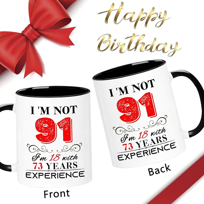 1934 91th Birthday Mug for Women Men, Turning 91 Year Old Birthday Gifts for Mom, Dad, Grandma, Grandpa, Wife, Husband, Uncle, Aunt, Sister, Best Friends, Coworkers, Her, Him, 11oz Coffee Cup