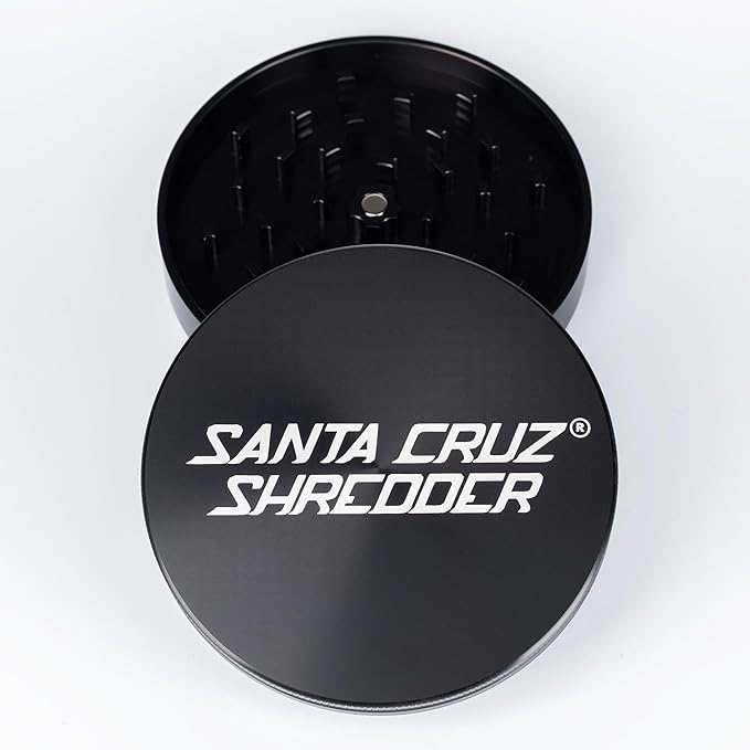 Santa Cruz Shredder Jumbo Metal Herb Grinder Knurled Top for Stronger Grip 2-Piece 4" (Black)