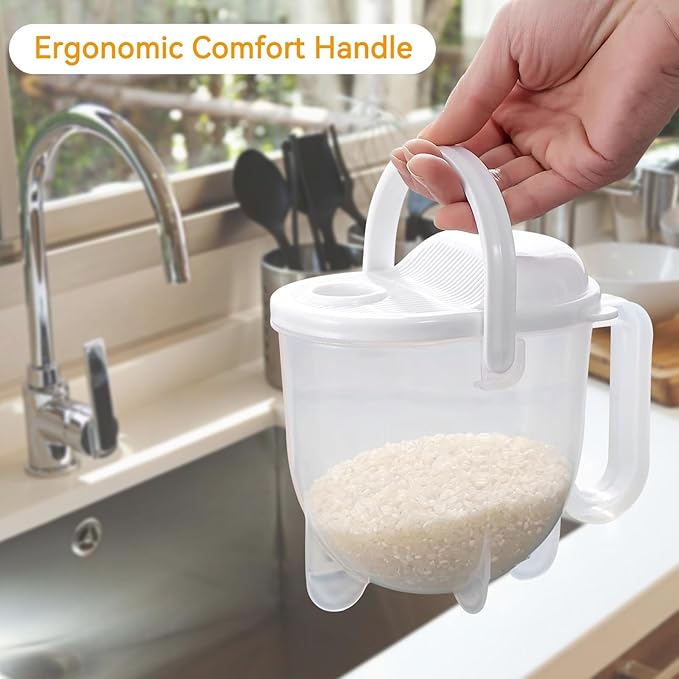 Rice Washer, Rice Cleaner Strainer Rice Washing Bowl Rice Colander Strainer with Handle for Kitchen