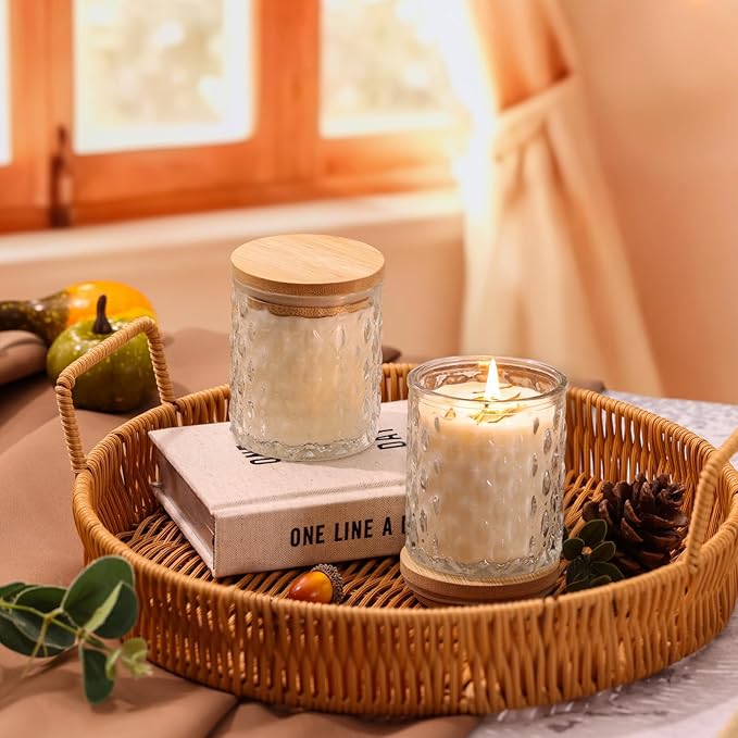 2 Pack Vanilla Scented Candles for Home Decor, 6.5oz Natural Soy Wax Aromatherapy Jar Candles, Housewarming Gift for Women