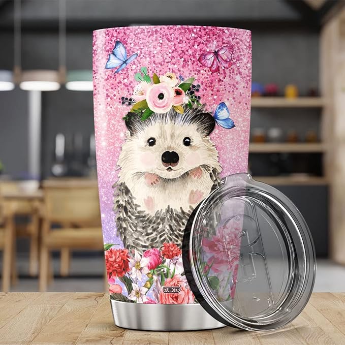 CUBICER Hedgehog Stainless Steel Tumblers Coffee Tumbler Gifts For Hedgehog Lovers Women Men On Christmas Day Mug 20 oz Travel Cup Travel Insulated Mugs Decor Kitchen Accessories