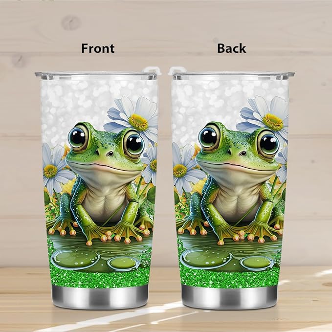 Inspirational Gifts for Women Tumbler, Positive Frog Gifts, Frog Stuff for Women Girls Sister Birthday Christmas, Coffee Mug Stainless Steel Vacuum Insulated Double Wall Travel Cup with Lid, 20oz