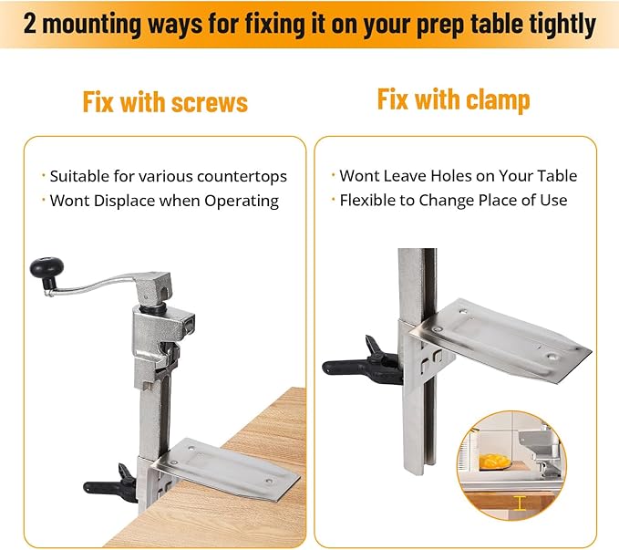 GarveeHome 11.8”/30 cm Manual Table Can Opener, Heavy Duty Commercial Countertop Can Opener with 3 Spare Blades, with Stainless Steel Blade and Plated Steel Base, Cast Iron