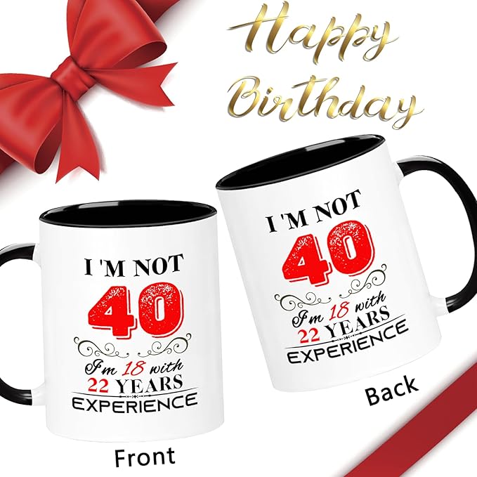 40th Birthday Gifts For Women Men, 40 Year Old Birthday Gifts for Women Men, 1985 Birthday Gifts for Women Men, 40th Birthday Decorations for Women Men, 40th Birthday Mug Cups, 11oz