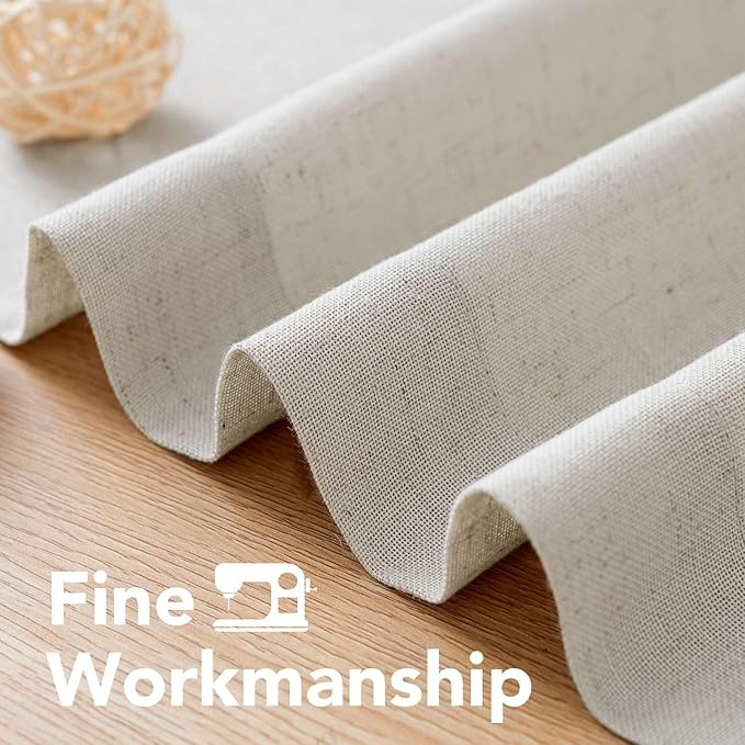 H.VERSAILTEX Living Room Linen Curtains - Semi Sheer, Nickel Grommet, Energy Saving, Light Filtering Window Treatments - Pale Oak, 2 Panels, 52 x 96 Inch