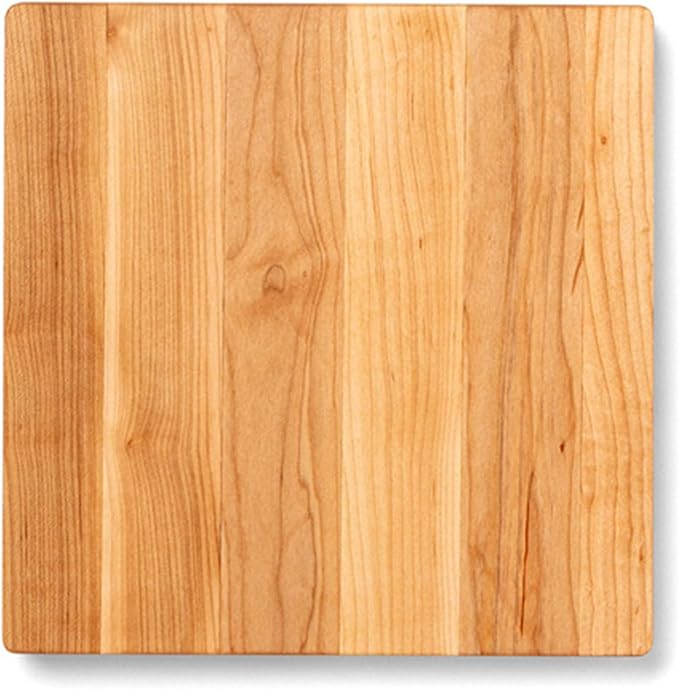 John Boos Chop-N-Slice Series Square Wooden Maple Cutting Board 10”x10” – 1” Thick, 4-lb Reversible Butcher Block with Eased Corners & Edge-Grain – Made in the USA