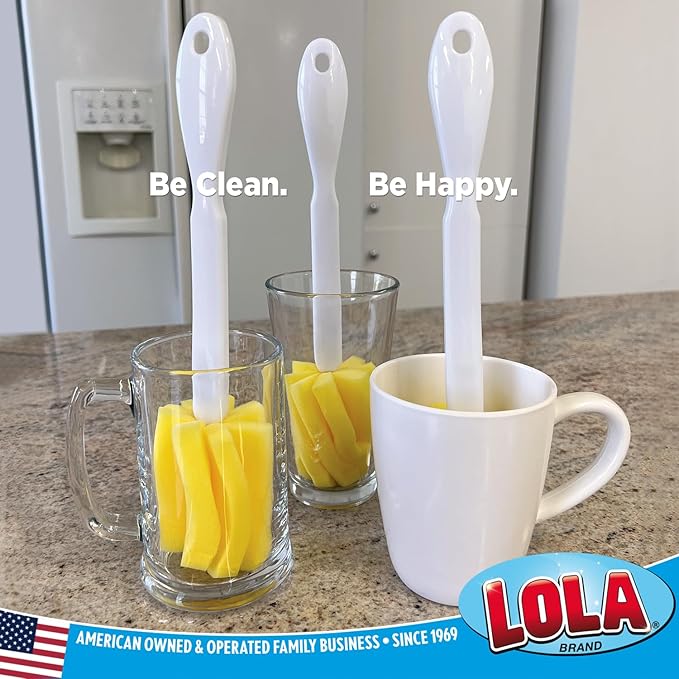 LOLA Glass & Jar Sponge Brush, Star Shaped, 3 Pack, Foam Material, Dishwasher Safe, Non-Scratch, Perfect for Glasses, Mugs, Bottles