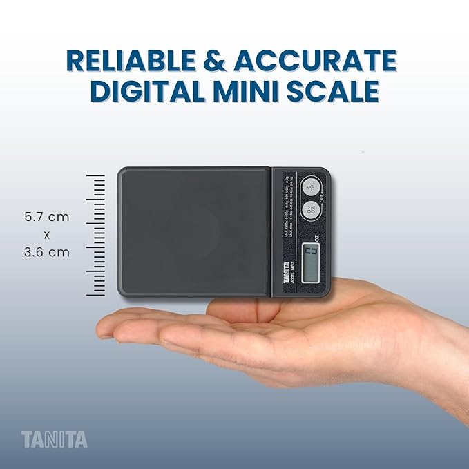 Tanita 1475T Professional High Capacity Scale 1200g Max - Gram Ounce Modes - Precision Digital Pocket Scale - LCD Display - Detachable Tray - Japan Technology - Batteries Included - Tare Function